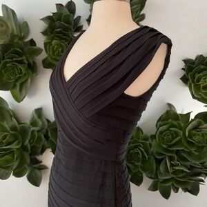 XSCAPE Joanna Chen Sleeveless Bandage Bodycon Pleated Sheath Dress